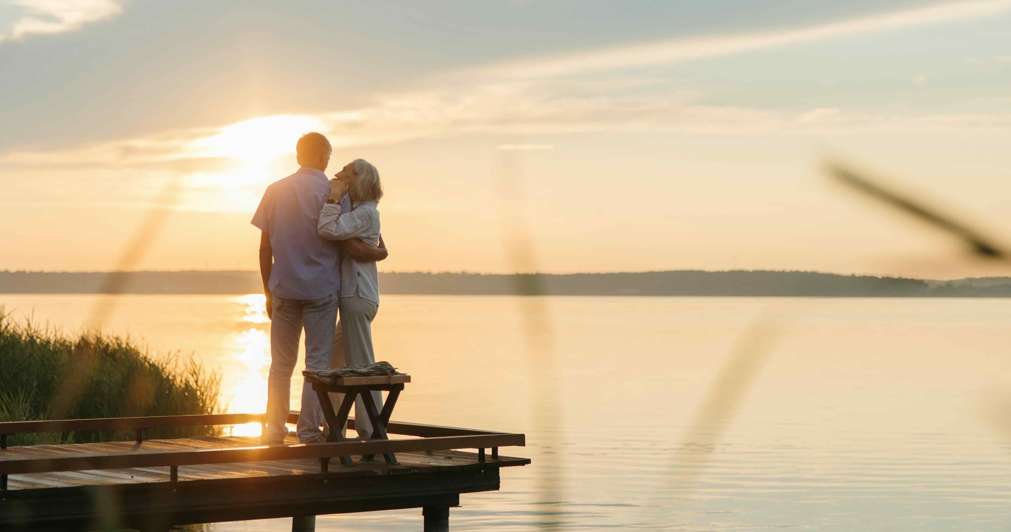 Retired couple enjoying time together outdoors