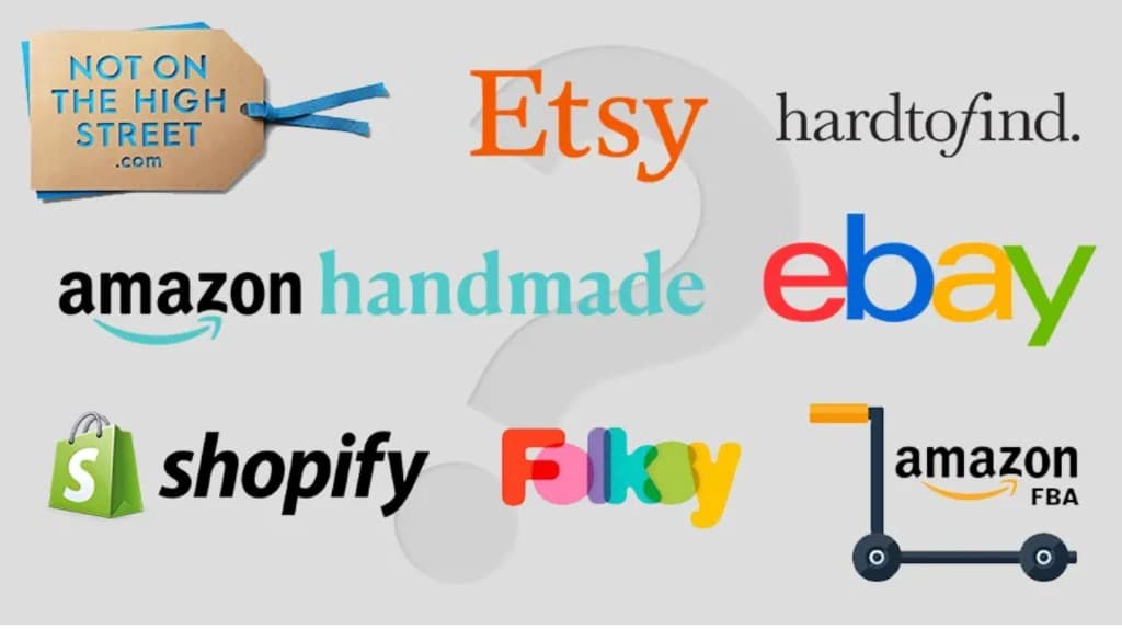 Etsy, Shopify, Amazon Handmade, and other ecommerce marketplace logos