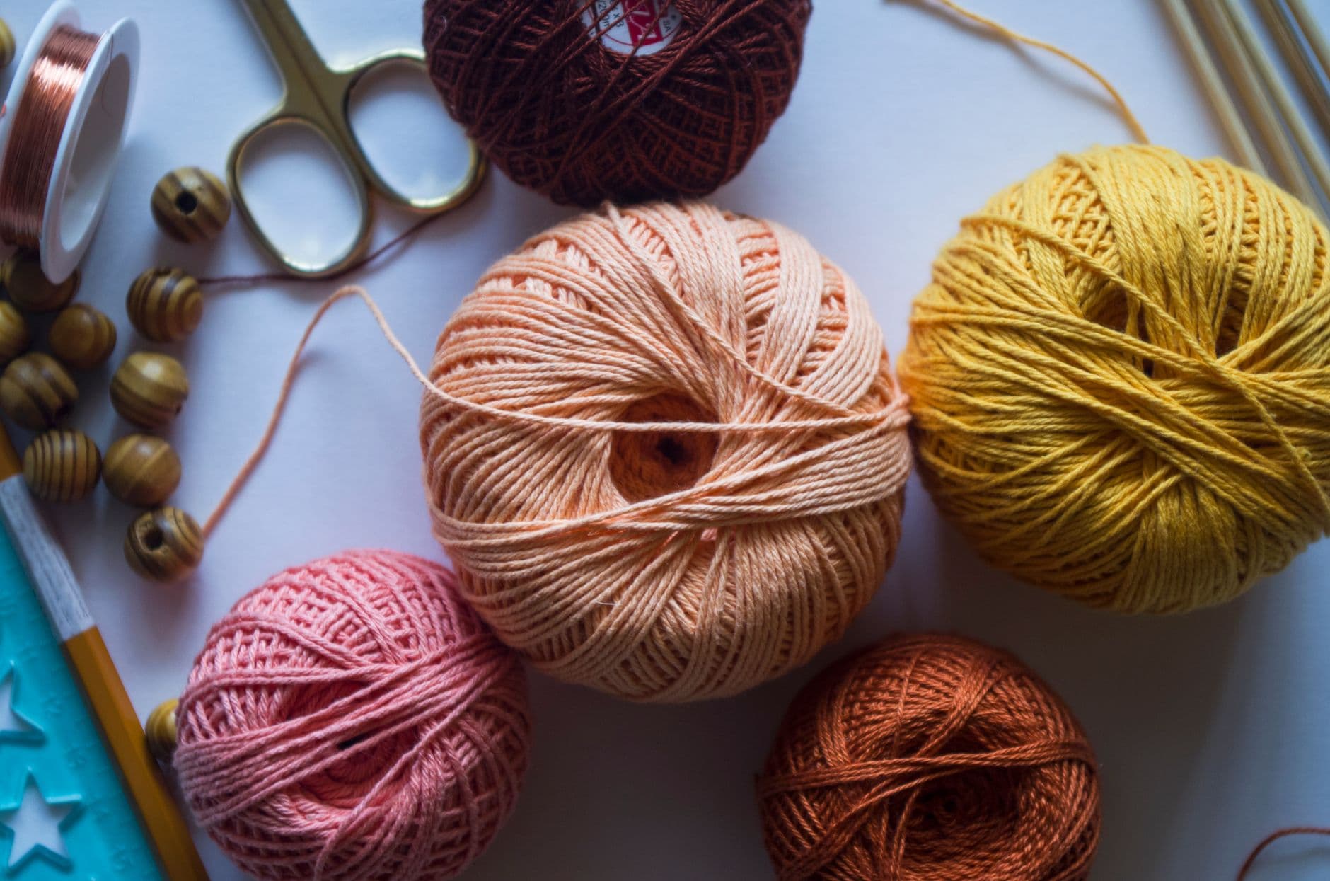 Spools of yarn and craft supplies in a maker workspace