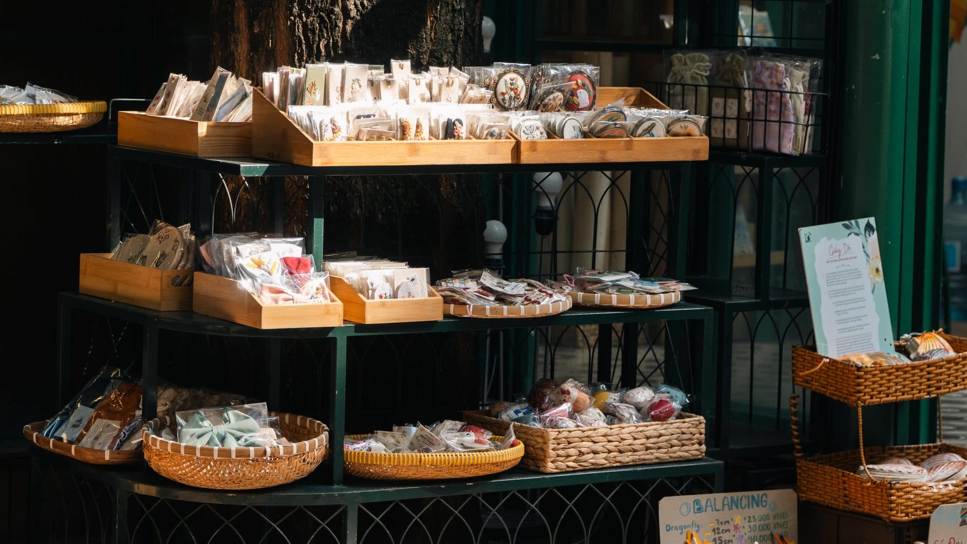 Products and packaging on a fulfillment work surface