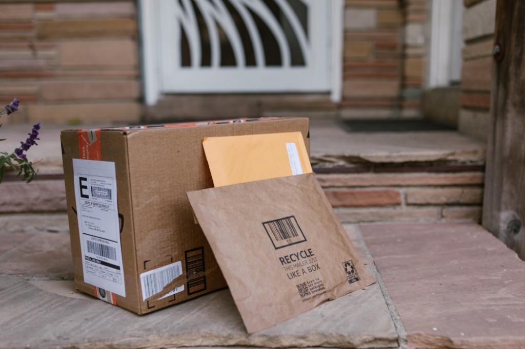 Shipping boxes and mailers staged for ecommerce orders