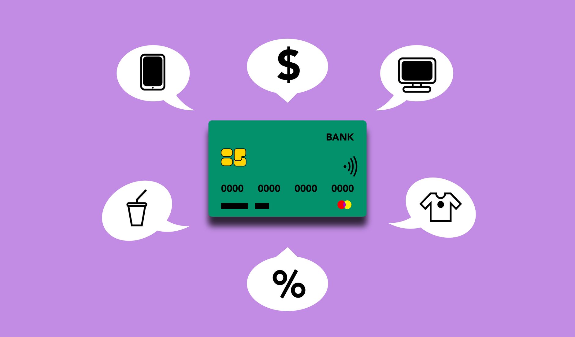 Credit card with installment payment option bubbles